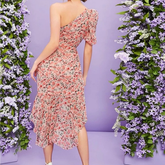 One-shoulder ruched floral dress - Picture 3 of 4